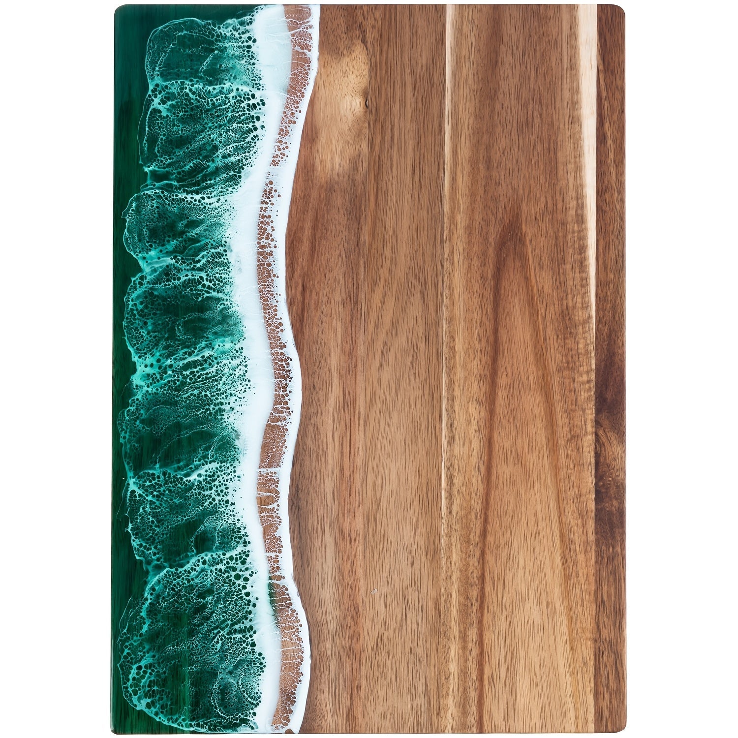 Acacia Wood Cutting Board with Ocean Wave Resin Inlay 0