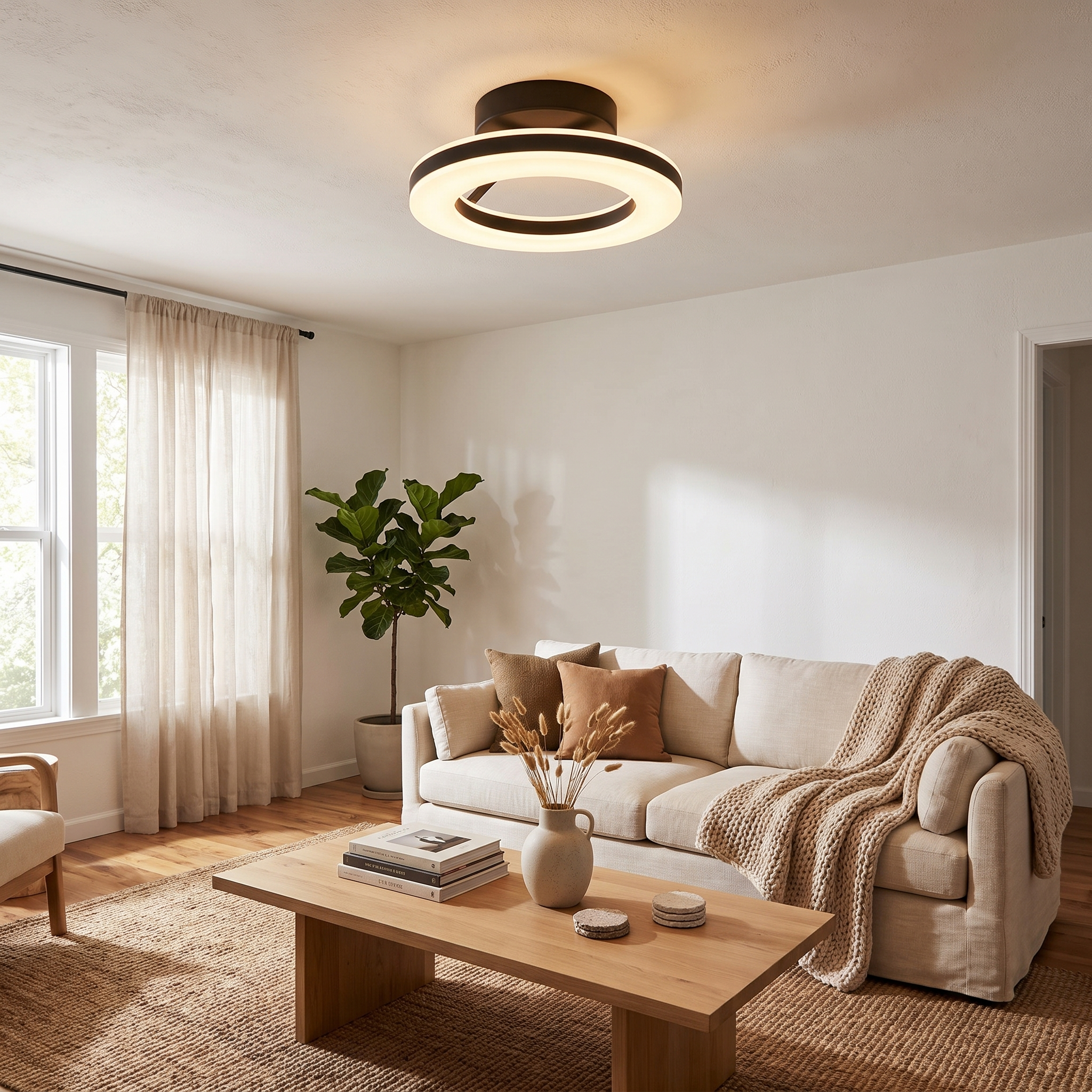 Adjustable Round LED Flush Mount Ceiling Light in Black or Gold 1