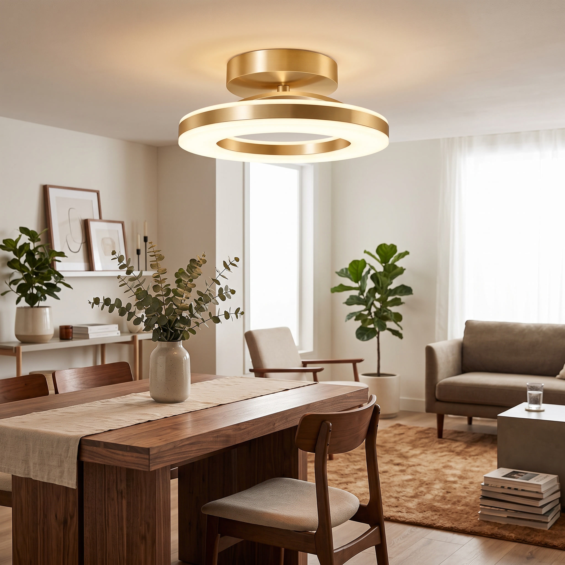 Adjustable Round LED Flush Mount Ceiling Light in Black or Gold 2