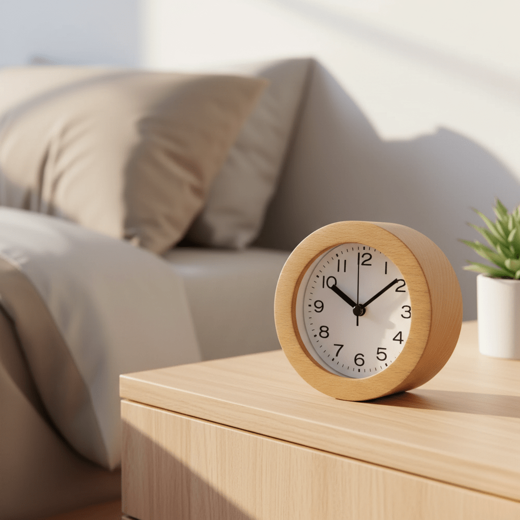 Analog Wooden Alarm Clock, Silent Quartz Movement 0