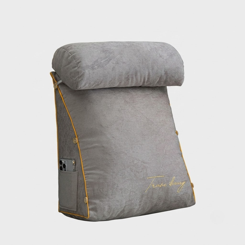 A folded stack of three bedding items, likely a duvet cover or comforter set, featuring a muted slate blue-gray background with a pattern of yellow, orange, and red ginkgo leaves.