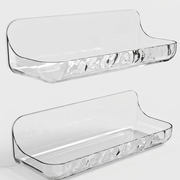 Two clear acrylic or glass shelf trays with a wavy textured edge, shown floating against a light gray background.