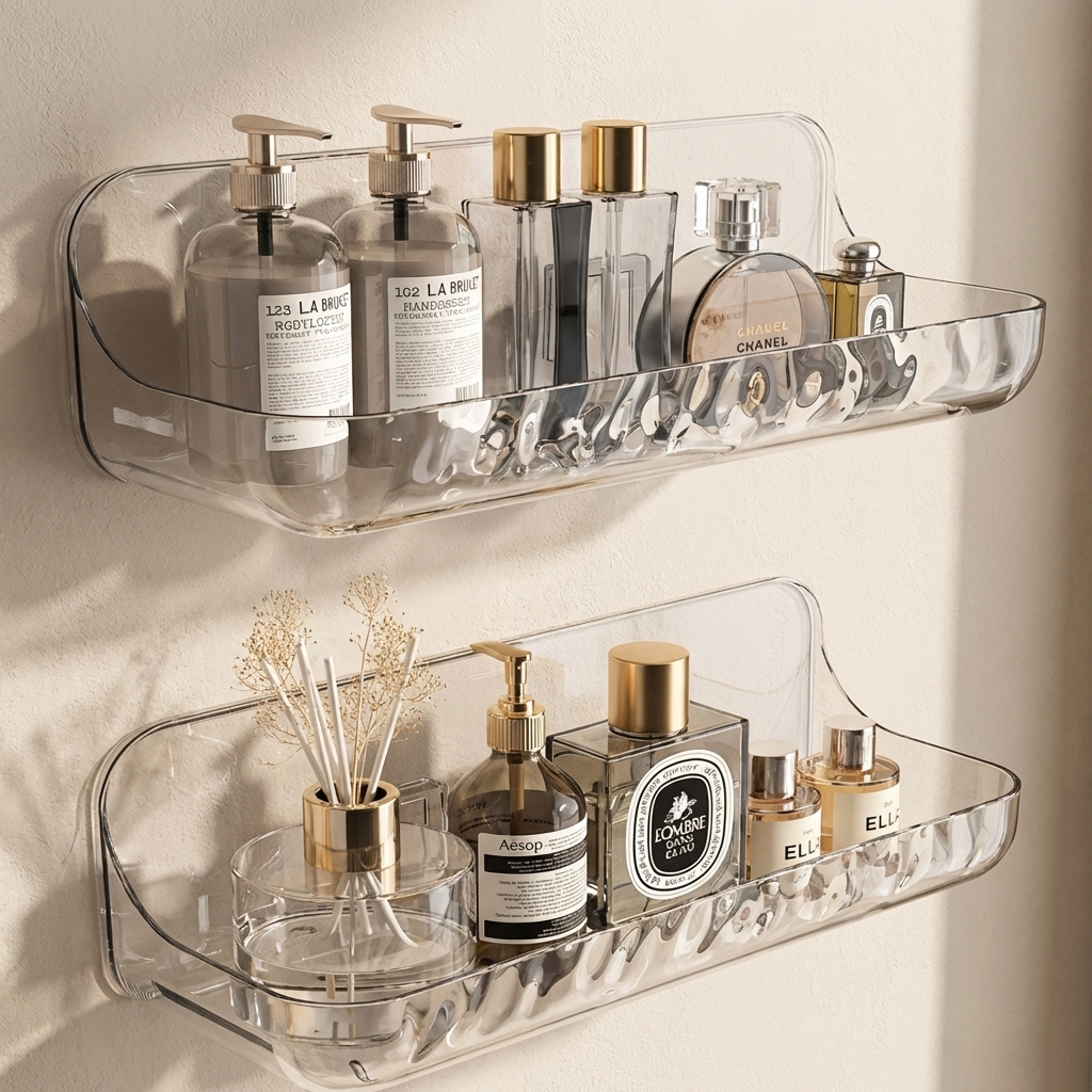 Bathroom Shelf, Adhesive PET Wall Storage Rack 1