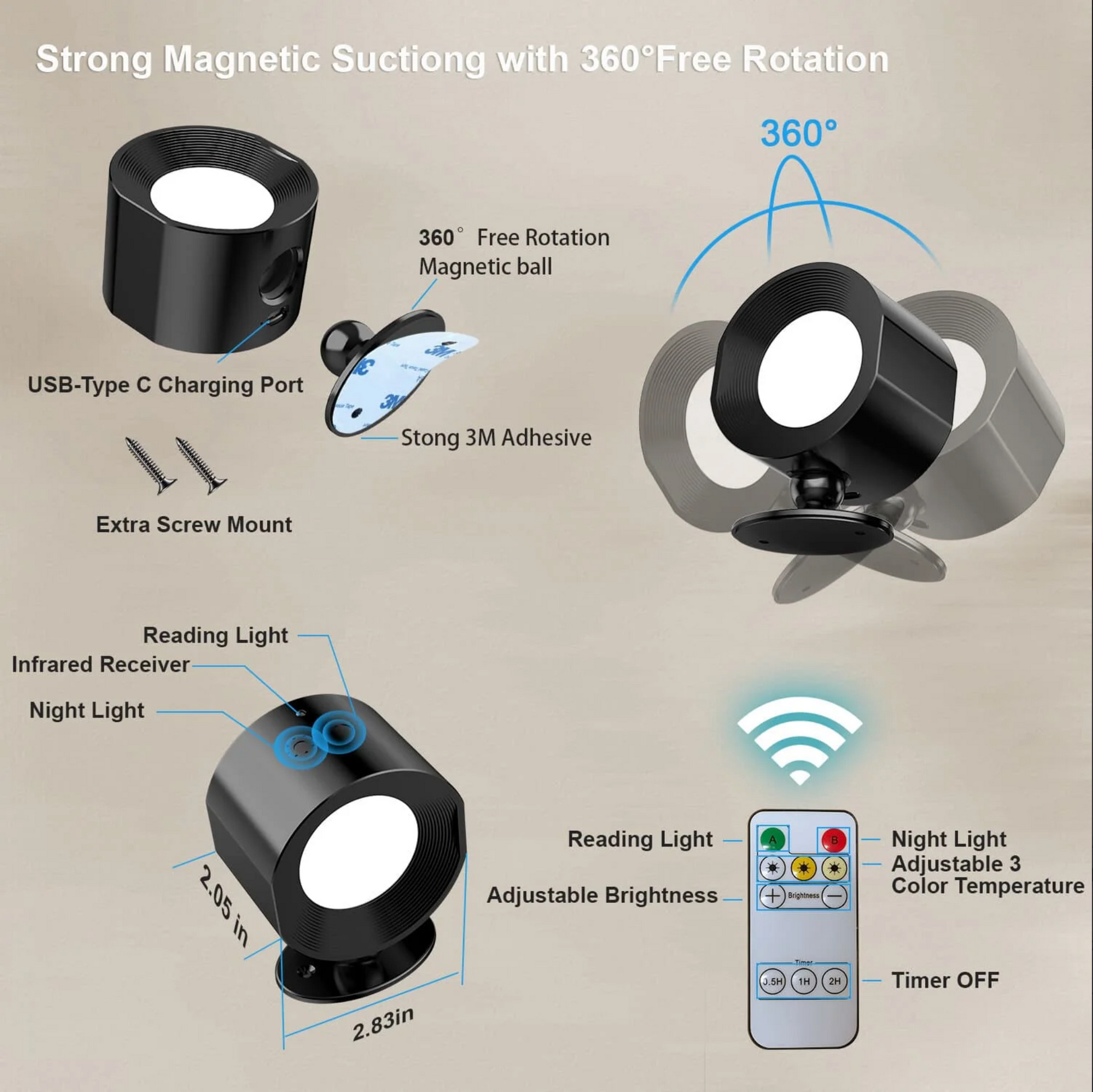Battery Operated Wall Sconces with Remote and Magnetic Swivel Head 5