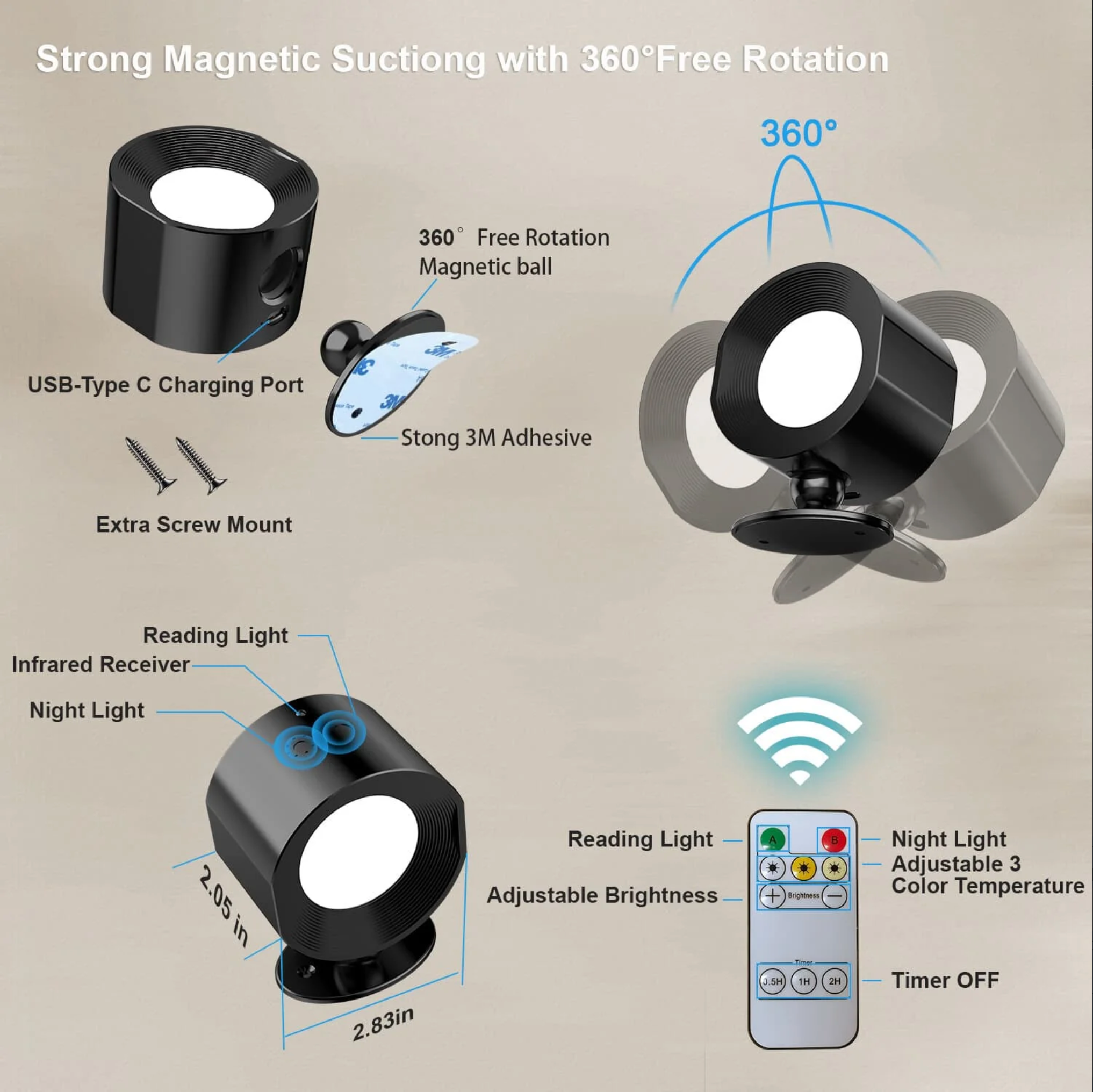 Battery Operated Wall Sconces with Remote and Magnetic Swivel Head 5