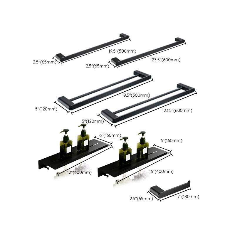 Black Metal Bathroom Accessory Set, Contemporary Design 3