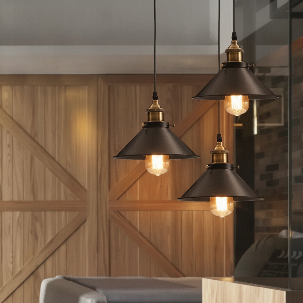 Black and Gold Industrial Pendant Light for Kitchens and Islands 3
