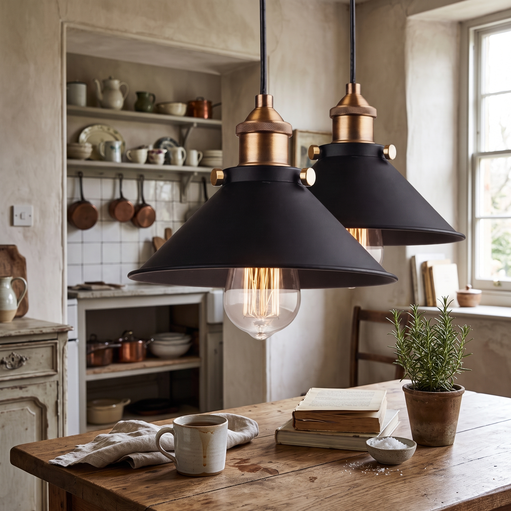 Black and Gold Industrial Pendant Light for Kitchens and Islands 5
