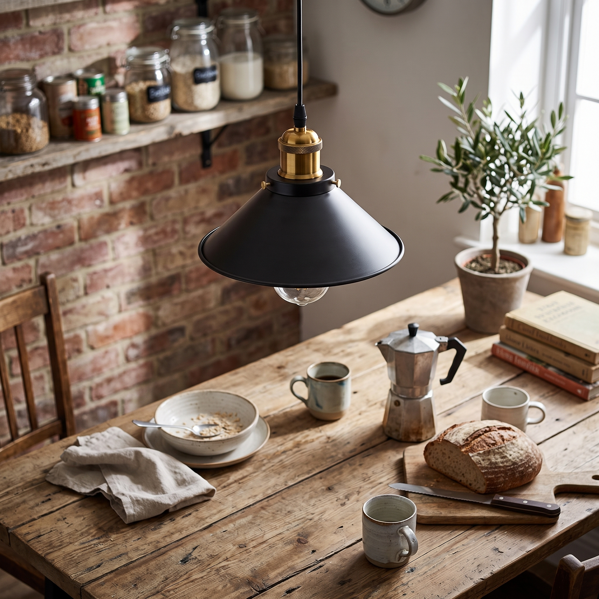 Black and Gold Industrial Pendant Light for Kitchens and Islands 6