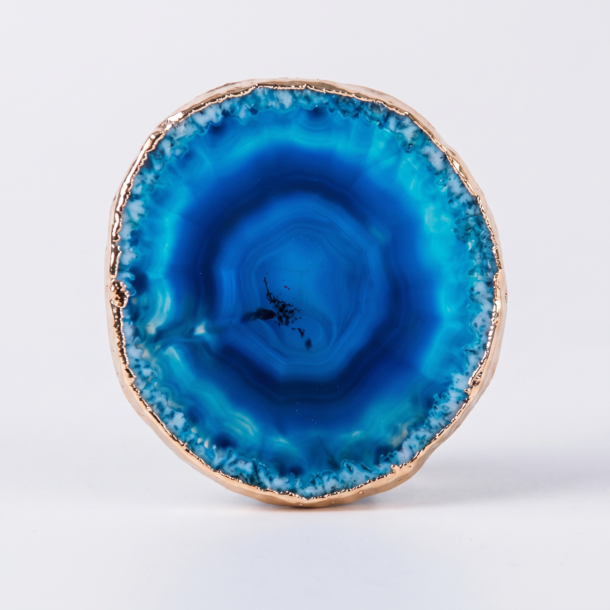 Blue Agate Coasters Set of 2 with Gold Plated Edges for Tabletop Decor 5
