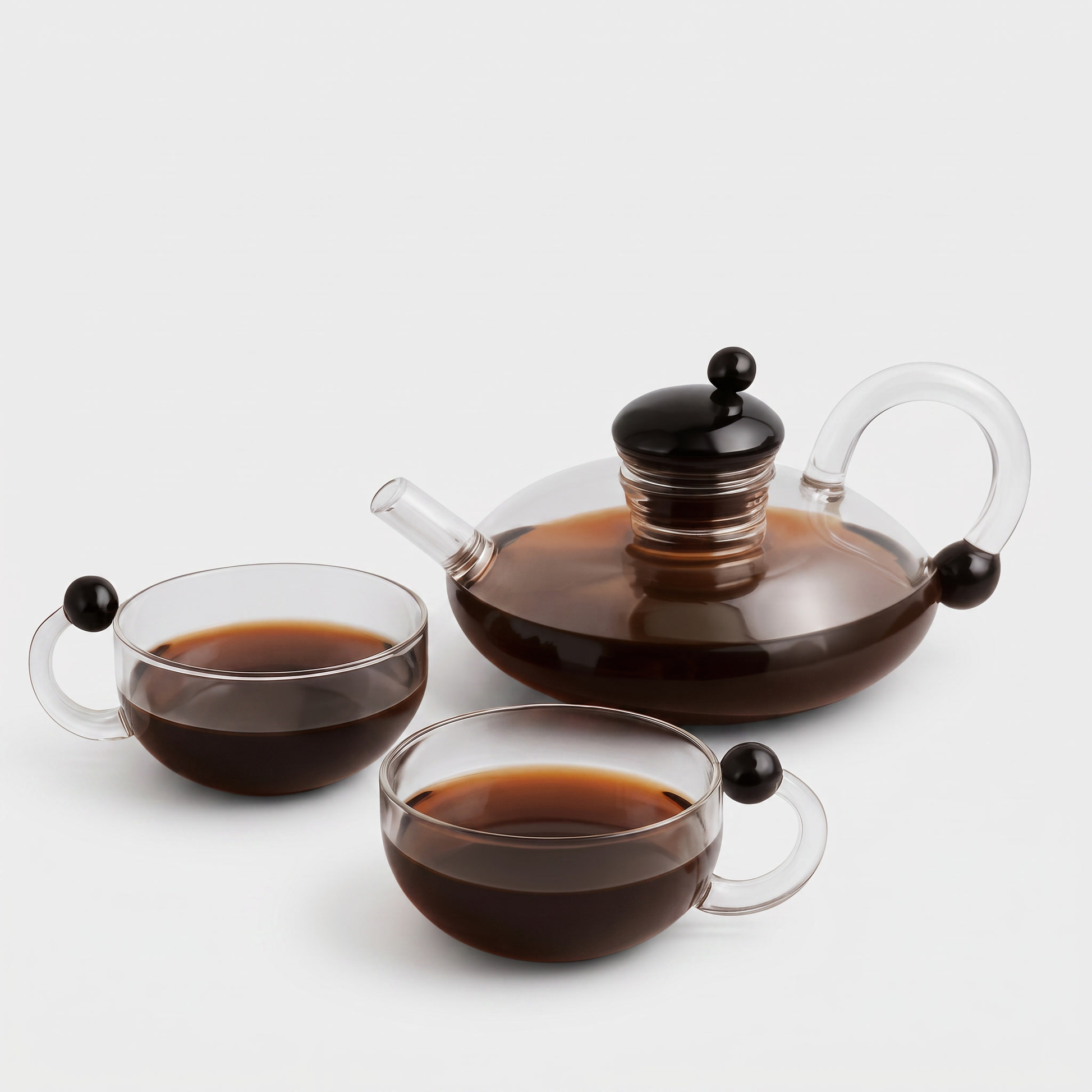 Borosilicate Glass Filtration Teapot Set with 2, 4 or 6 Matching Cups 0