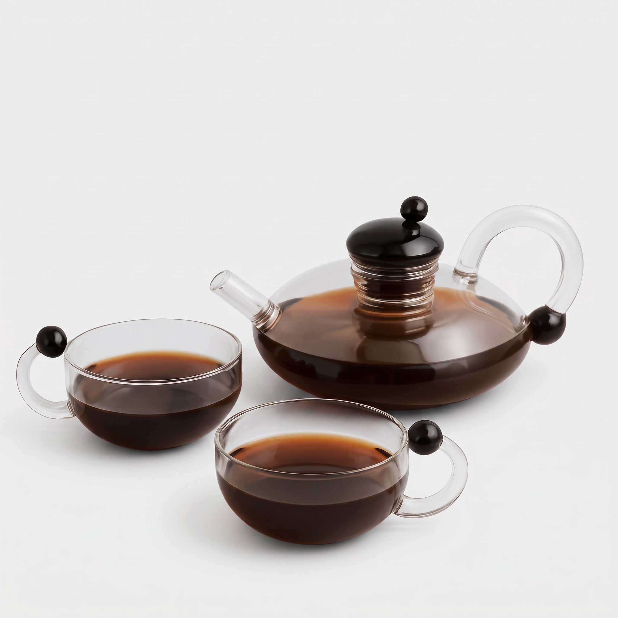 Borosilicate Glass Filtration Teapot Set with 2, 4 or 6 Matching Cups 0