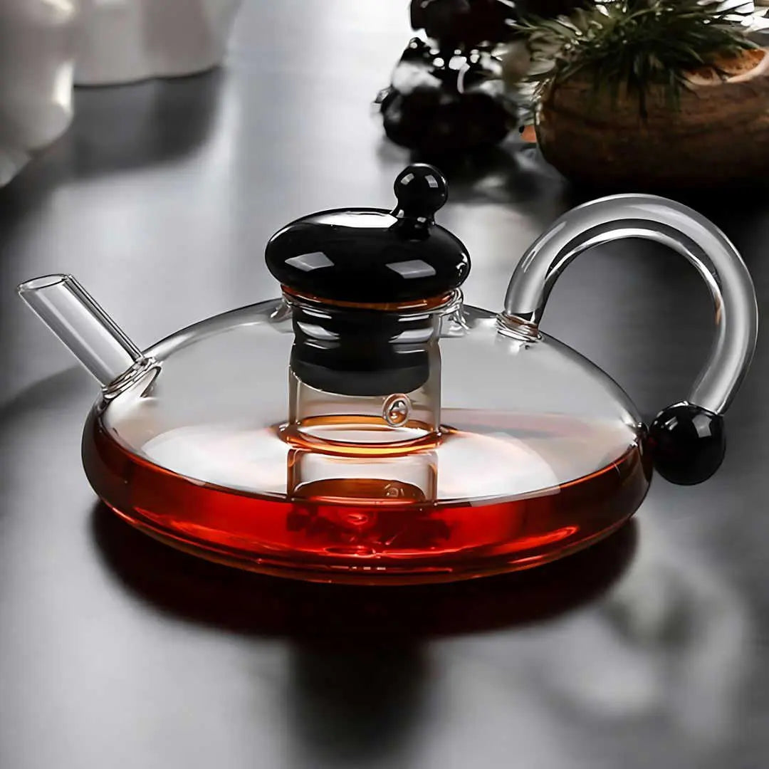 Borosilicate Glass Filtration Teapot Set with 2, 4 or 6 Matching Cups 6