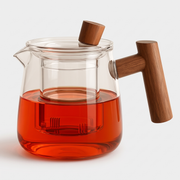 Borosilicate Glass Teapot with Wood Handle and Detachable Infuser 0