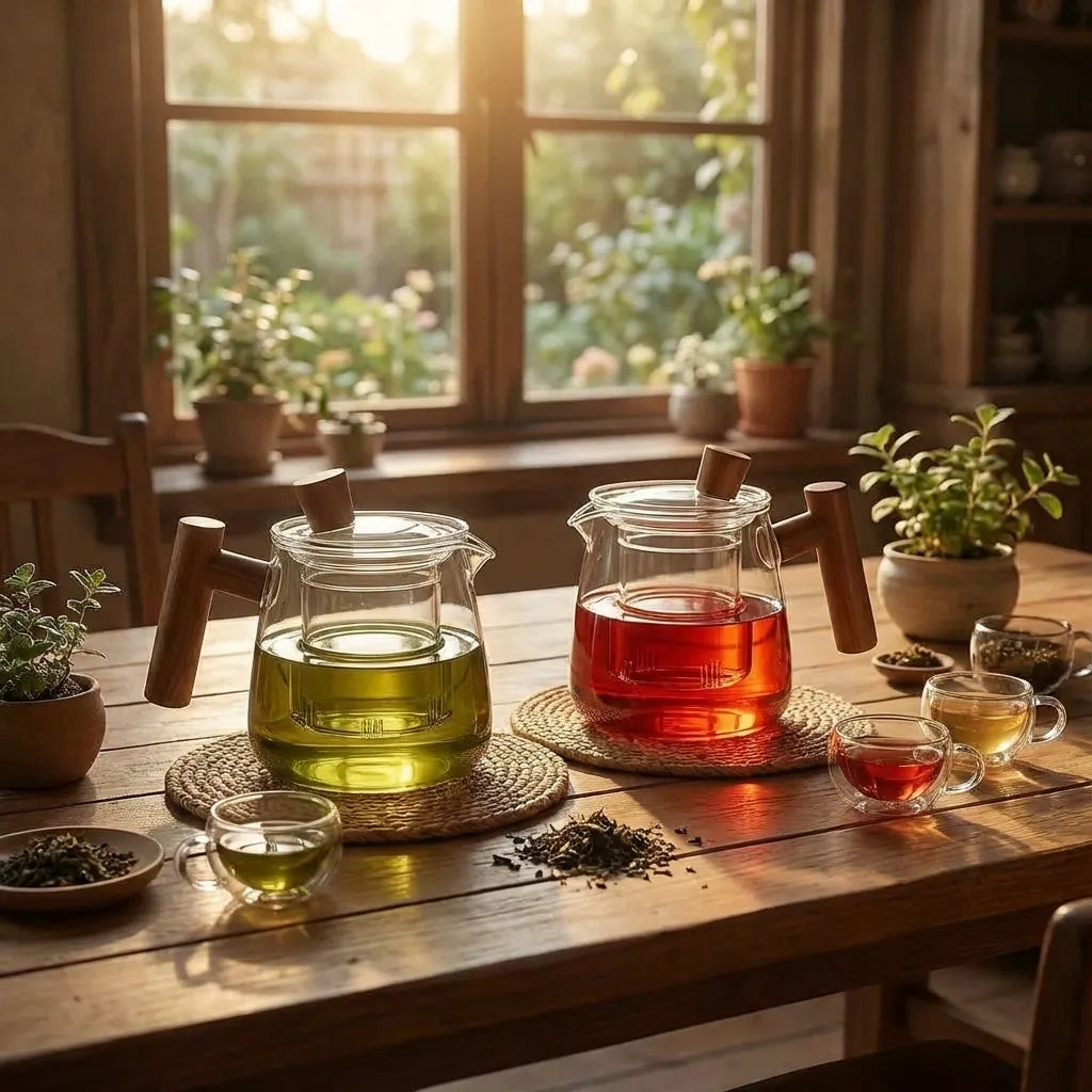 Borosilicate Glass Teapot with Wood Handle and Detachable Infuser 7