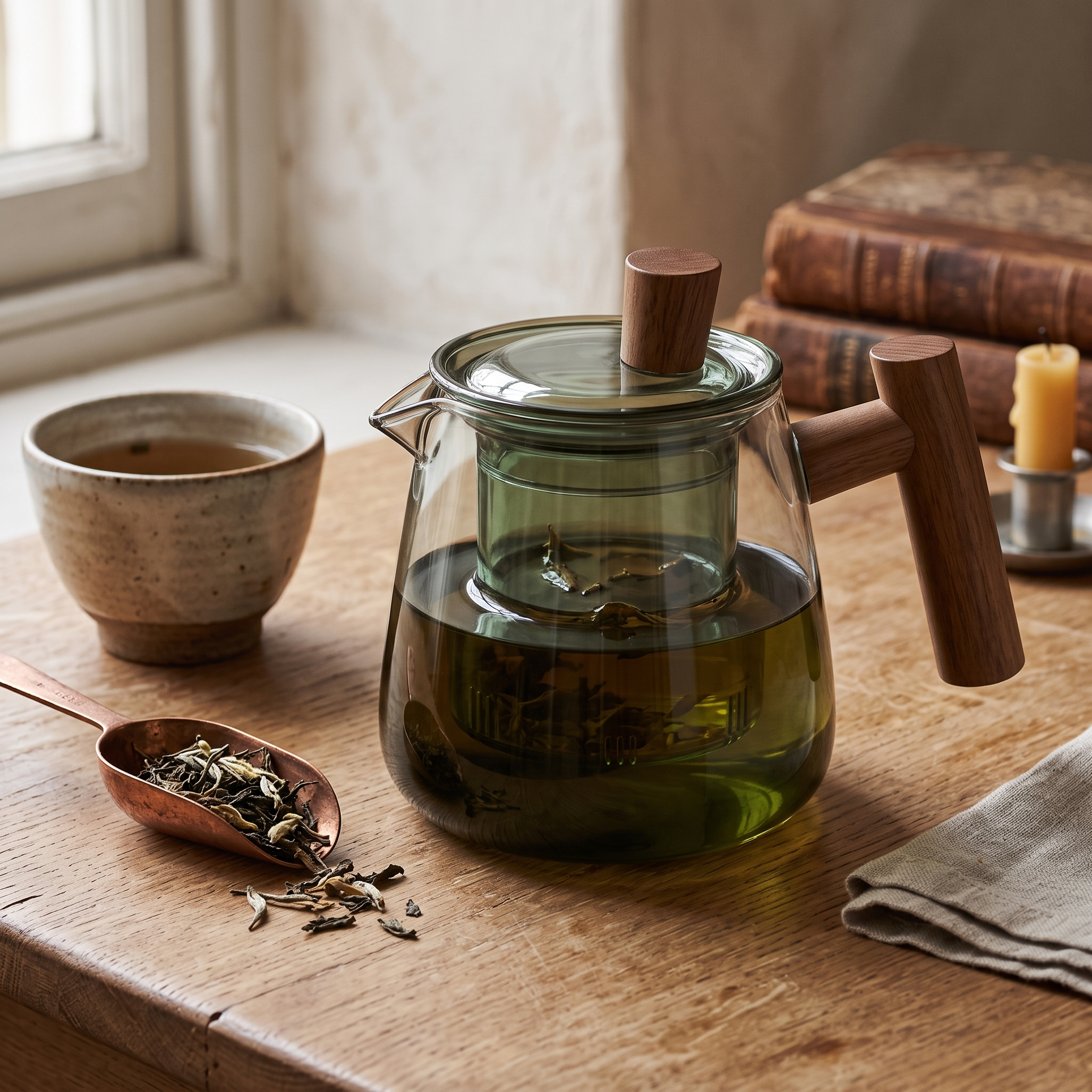 Borosilicate Glass Teapot with Wood Handle and Detachable Infuser 9