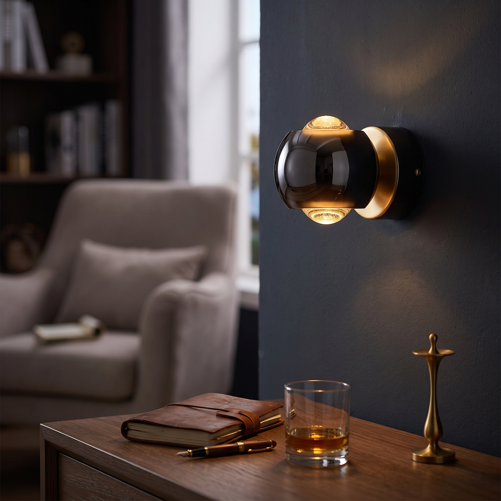 Brass LED Wall Sconce with Up and Down Light for Hallways 17