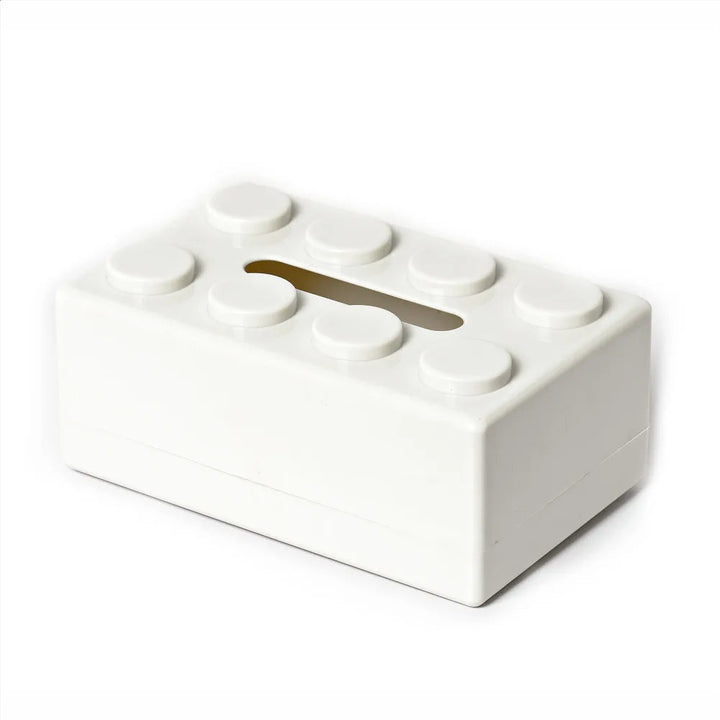 White rectangular container with circular cutouts on a white background
