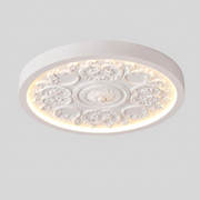 Carved Acrylic Round LED Flush Mount Ceiling Light with Remote 0