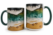 Ceramic Coffee Mug, 3D Paw Print Shoreline Design 0