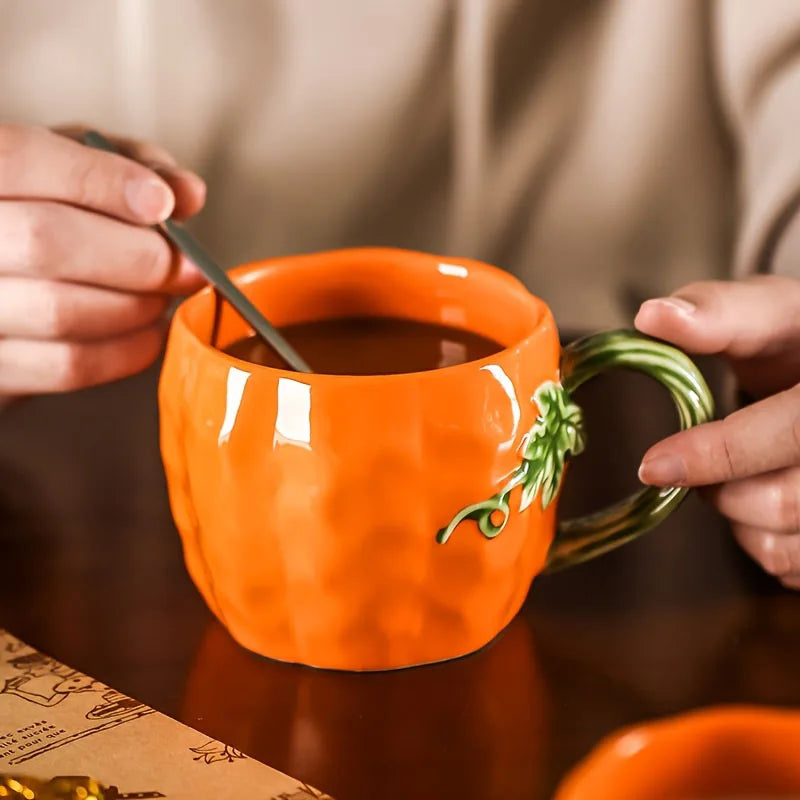 Ceramic Coffee Mug, Pumpkin Fall-Themed Design 2