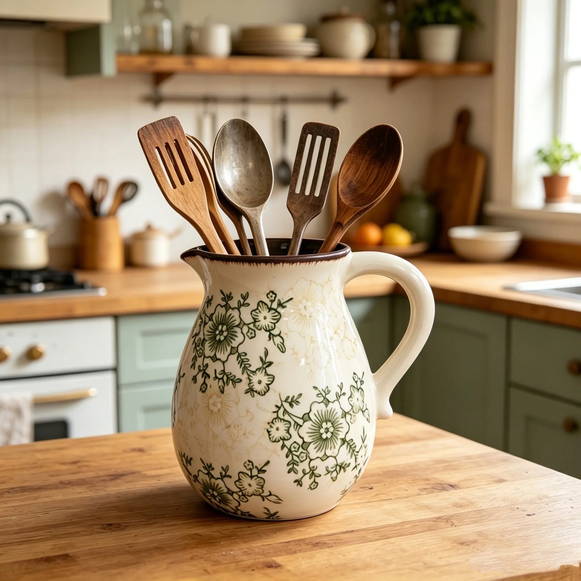 Ceramic Kitchen Utensil Holder, Multi-Compartment Design 3