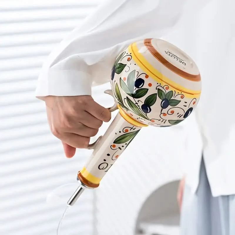 Ceramic Olive Oil Dispenser with Stainless Steel Spout, Hand-Painted Design 4