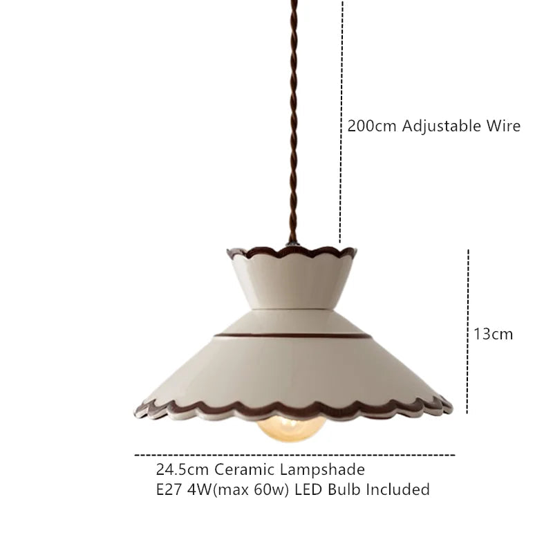 Ceramic Pendant Light, Hand-Painted Floral Design with Copper Fixture 6