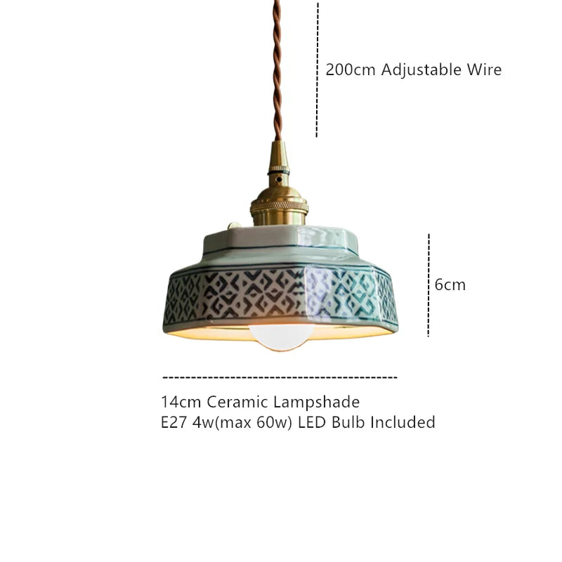 Ceramic Pendant Light with Hand-Painted Shade and Copper Socket 3
