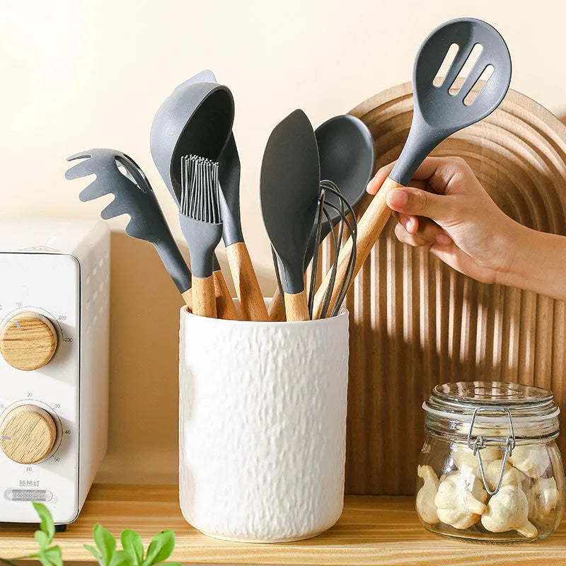 Ceramic Utensil Holder, Farmhouse Kitchen Countertop Organizer 1