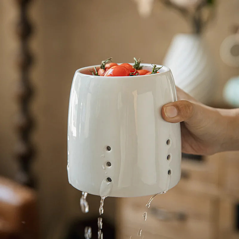 Ceramic Utensil Holder with Cross-Shaped Compartments and Drainage Function 3