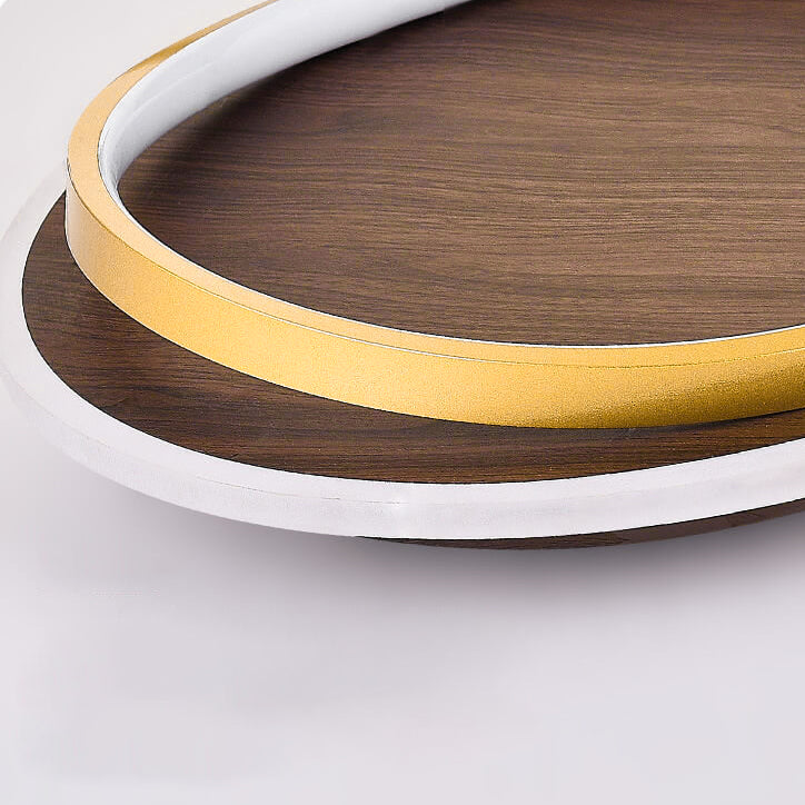 Circular Walnut Grain LED Flush Mount Ceiling Light for Modern Homes 4