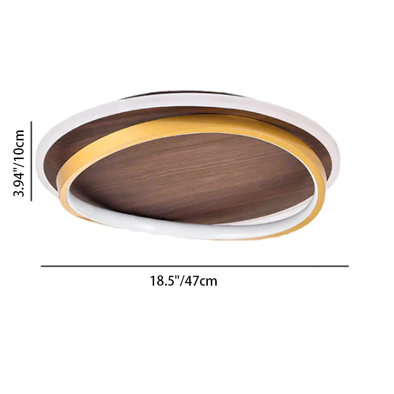 Circular Walnut Grain LED Flush Mount Ceiling Light for Modern Homes 5