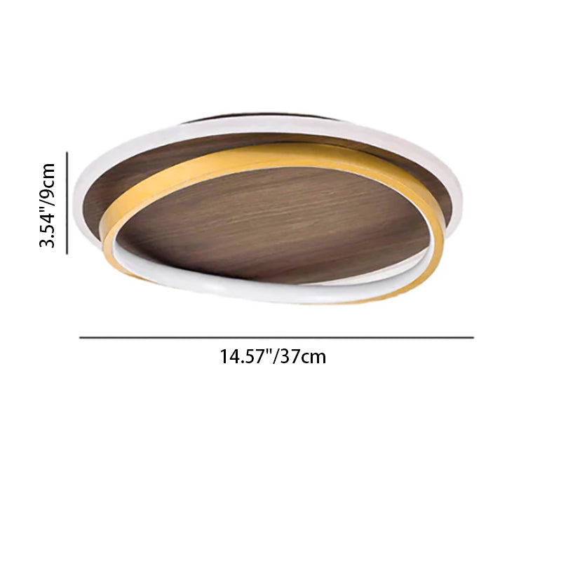 Circular Walnut Grain LED Flush Mount Ceiling Light for Modern Homes 6