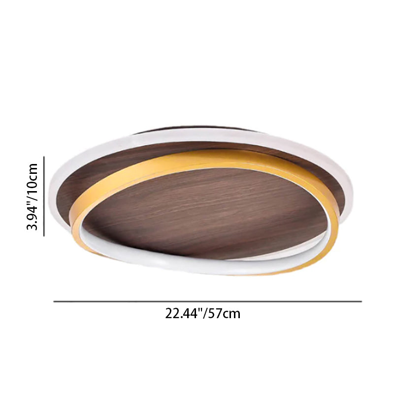 Circular Walnut Grain LED Flush Mount Ceiling Light for Modern Homes 7