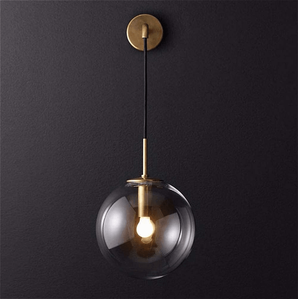 Clear Glass Wall Sconce in Gold or Black for Bedrooms and Halls 1