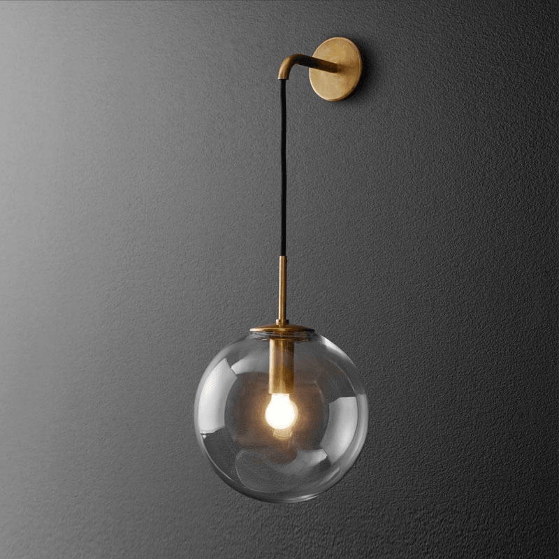 Clear Glass Wall Sconce in Gold or Black for Bedrooms and Halls 2