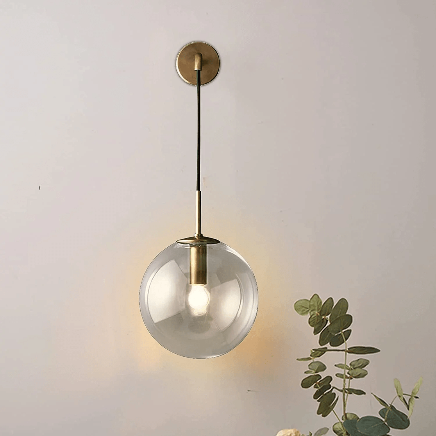 Clear Glass Wall Sconce in Gold or Black for Bedrooms and Halls 5