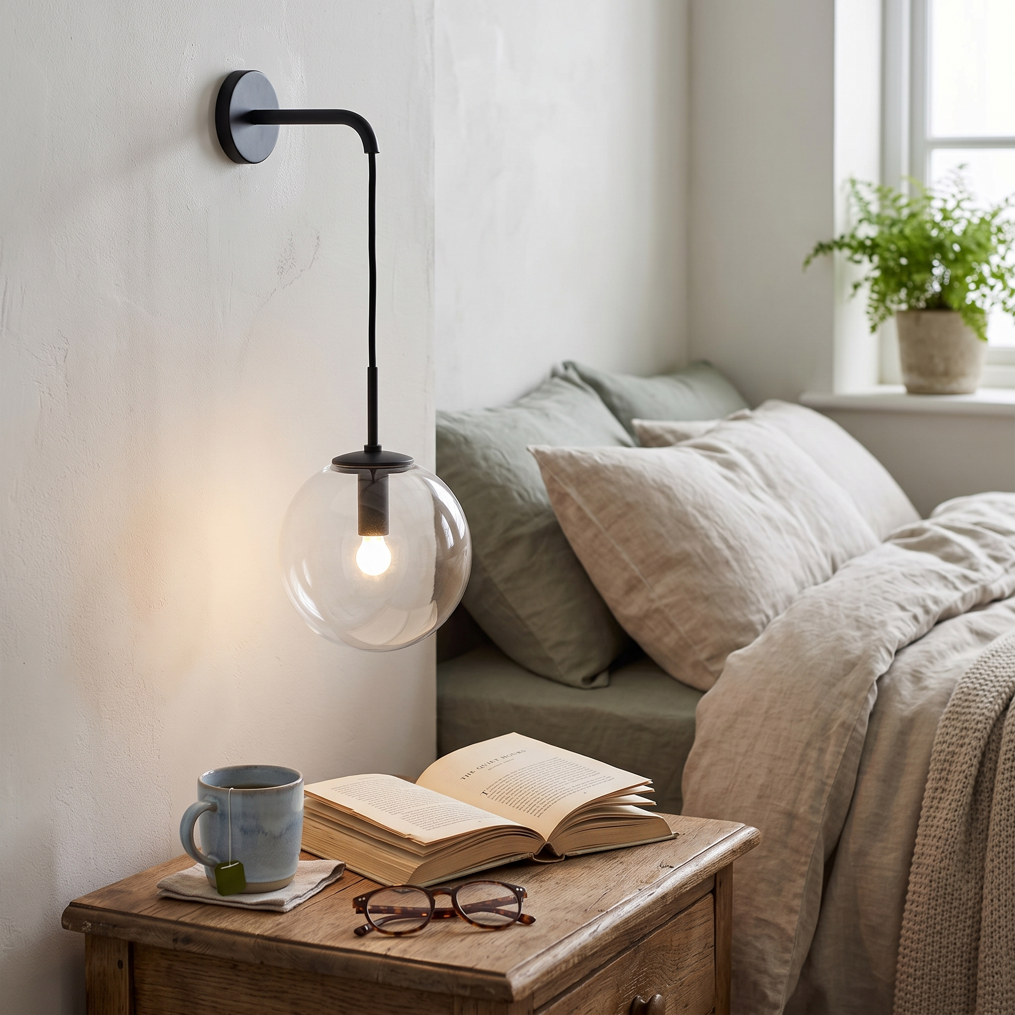 Clear Glass Wall Sconce in Gold or Black for Bedrooms and Halls 8