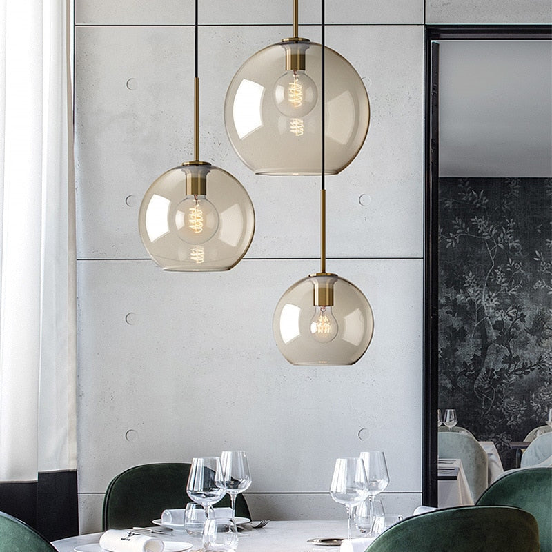 Cognac Glass Pendant Light in Six Shade Shapes for Kitchen Islands 1