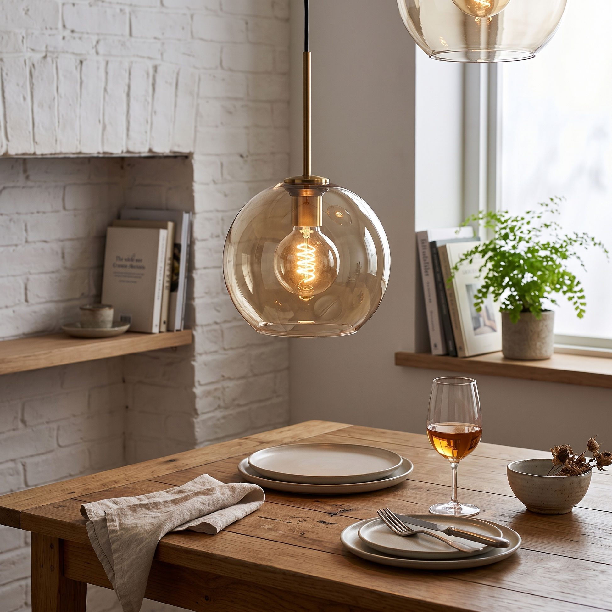 Cognac Glass Pendant Light in Six Shade Shapes for Kitchen Islands 8
