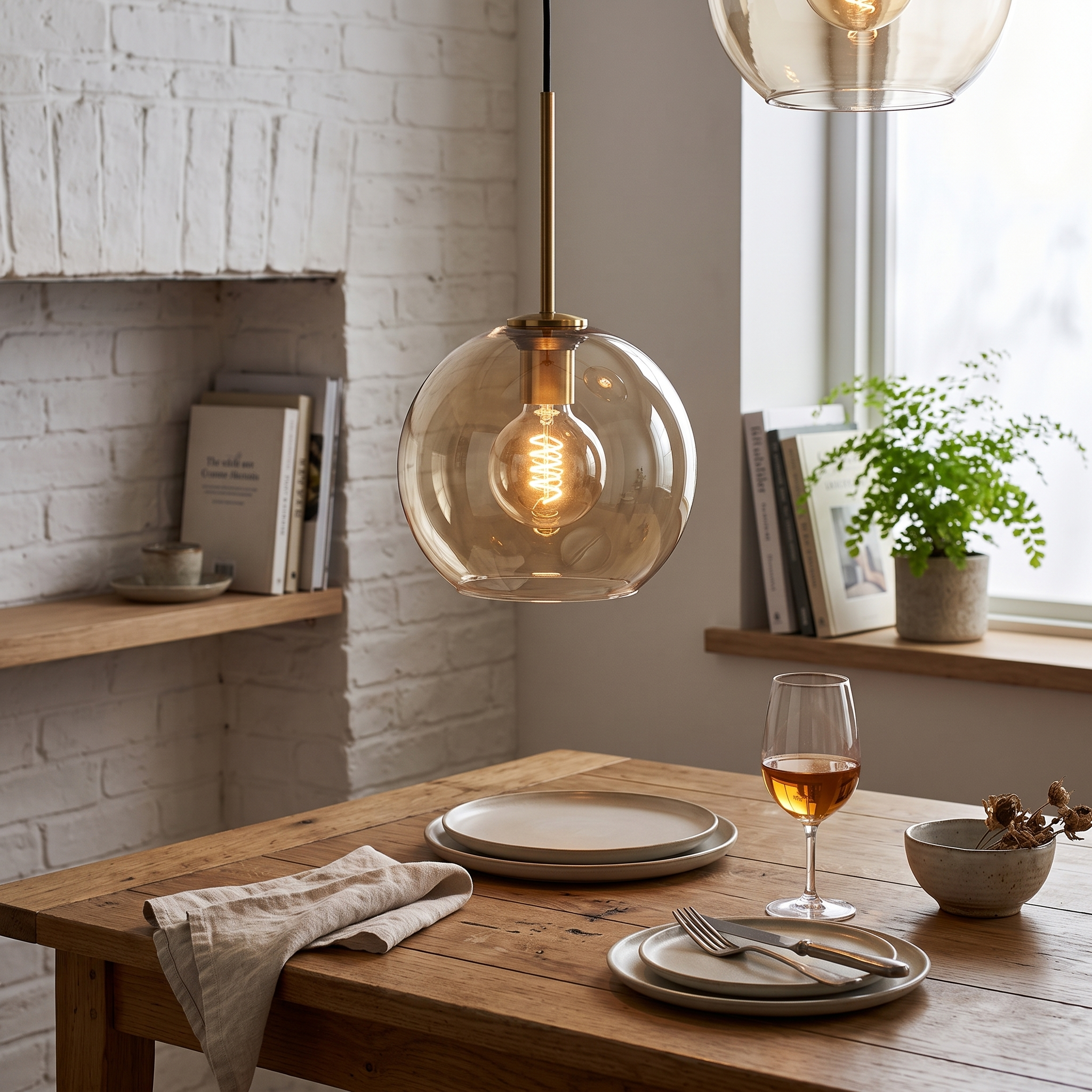 Cognac Glass Pendant Light in Six Shade Shapes for Kitchen Islands 8