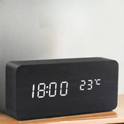 Digital Alarm Clock, Wood-Effect Design with Voice Control and Adjustable Brightness 0