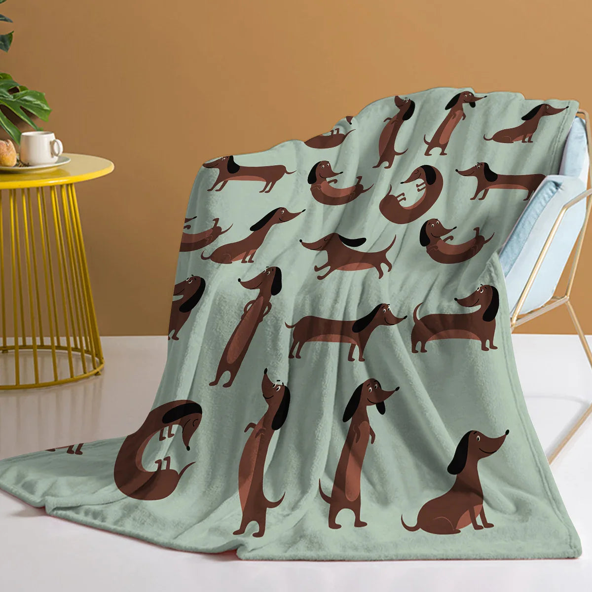 Fleece Blanket, Soft Flannel with Dachshund Print 1