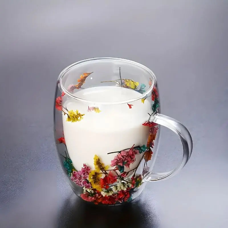 Floral Glass Mug, Double-Walled 350ml 4
