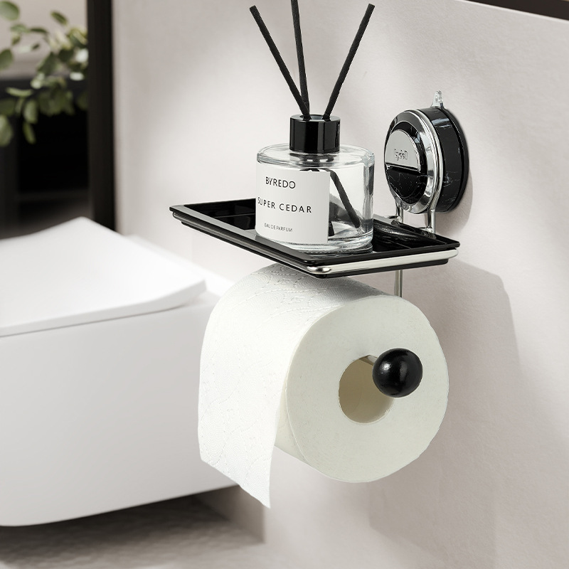 Free Standing Toilet Paper Holder, Stainless Steel with Wood-Grain Design 0