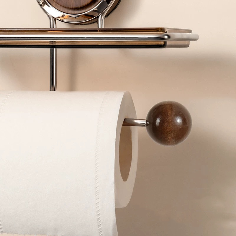 Free Standing Toilet Paper Holder, Stainless Steel with Wood-Grain Design 4