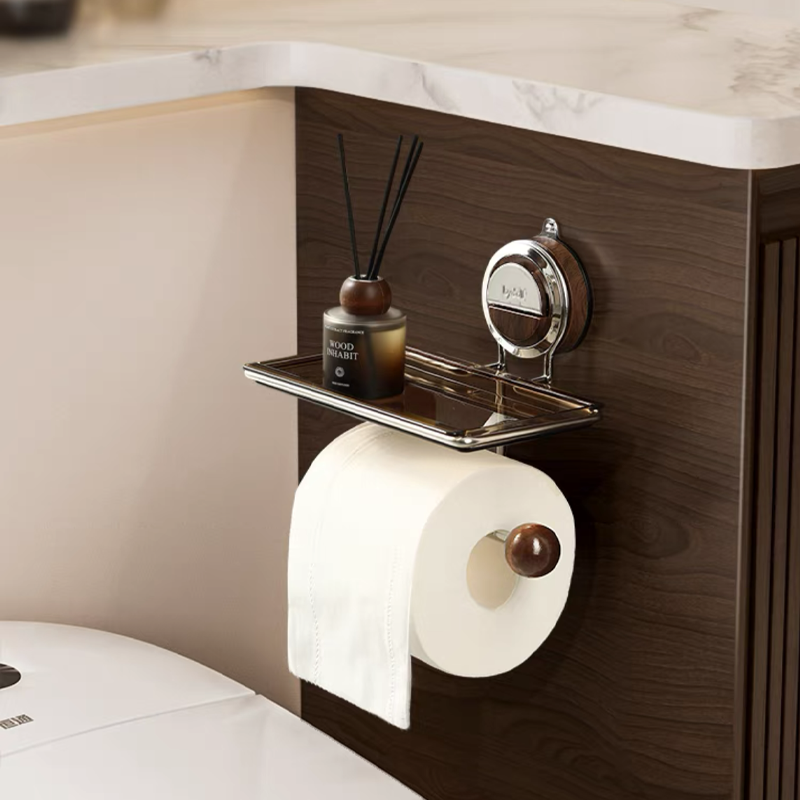 Free Standing Toilet Paper Holder, Stainless Steel with Wood-Grain Design 5