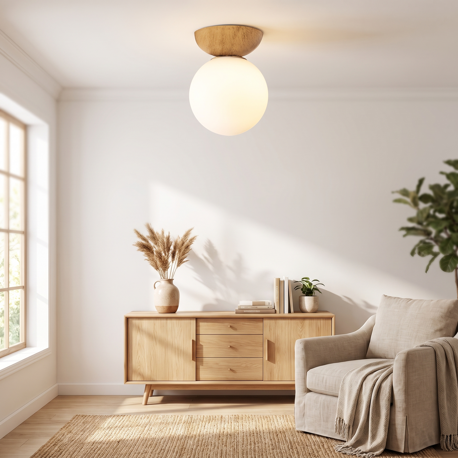 Glass Orb Ceiling Light in Semi-Flush or Pendant Style 1