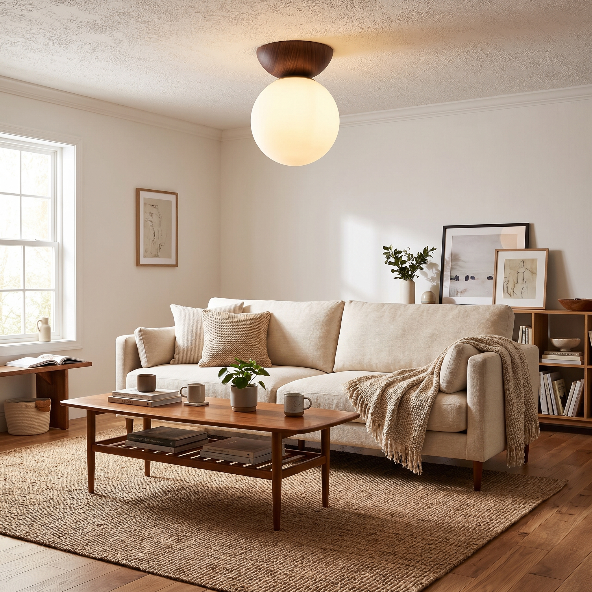 Glass Orb Ceiling Light in Semi-Flush or Pendant Style 2
